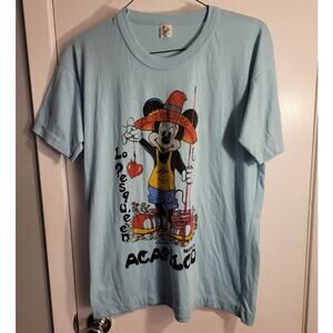 Vintage 60s Mickey Mouse Bootleg Tee Mexico Apple DP Acapulco Single Stitch Med